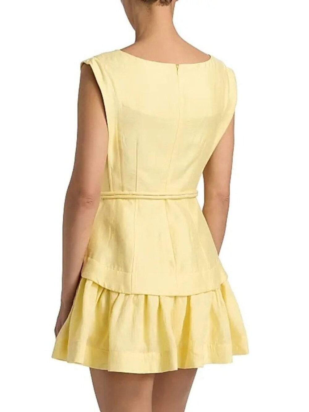 Acler Remly Mini Dress in Lemon Sorbet 8 Womens Belted Linen - Picture 2 of 16